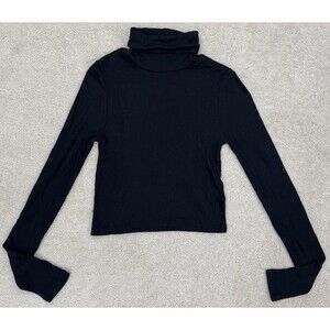Gap TEEN Girls 12 Black Luxe Cropped Ribbed Long Sleeve
